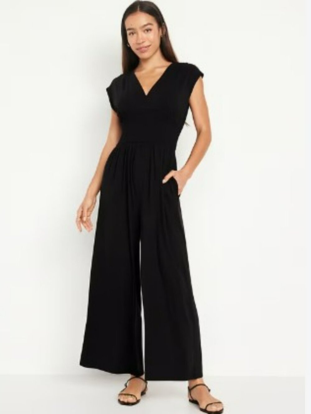 Old Navy Waist-Defined Shirred Jumpsuit S Tall